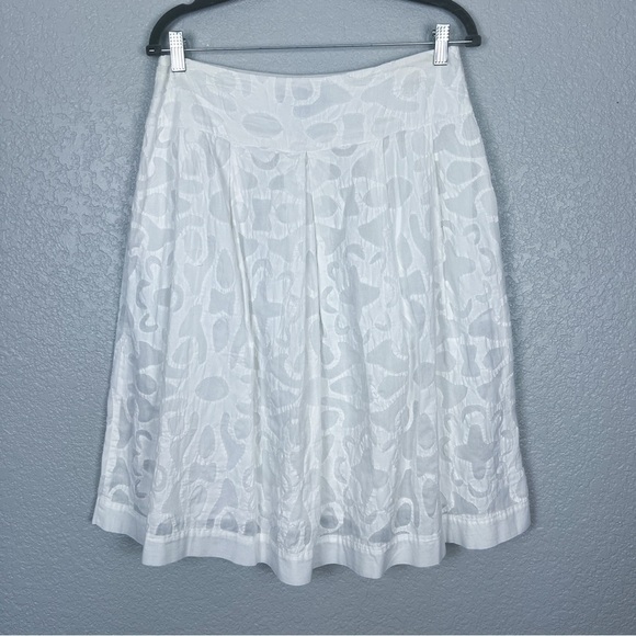 Lafayette 148 A-Line 100% Cotton White Geometric Skirt 6 - Flowy, Lined, Summer - Picture 4 of 9